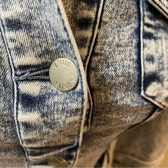 VENUS Button Front Light Blue 1/2 Sleeve Midi Denim Tie Waist Dress Size 2 - Picture 10 of 14